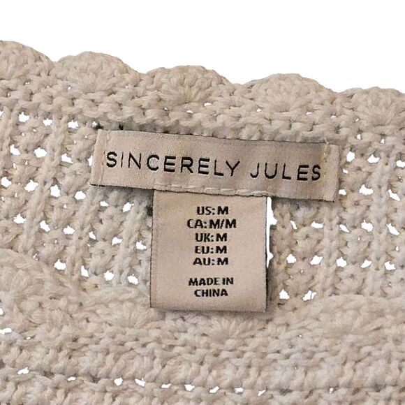 Sincerely Jules M Crochet Knit Sweater Granny Square Grandma Core Butter Yellow - Picture 5 of 11